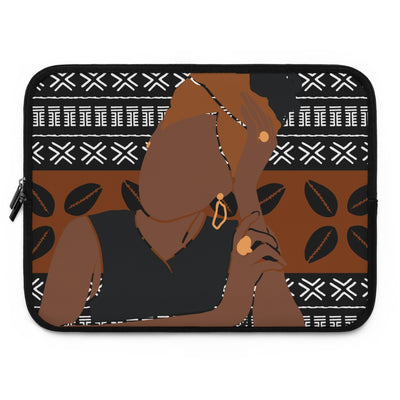 Afro Updo Mudcloth Print Laptop Bag