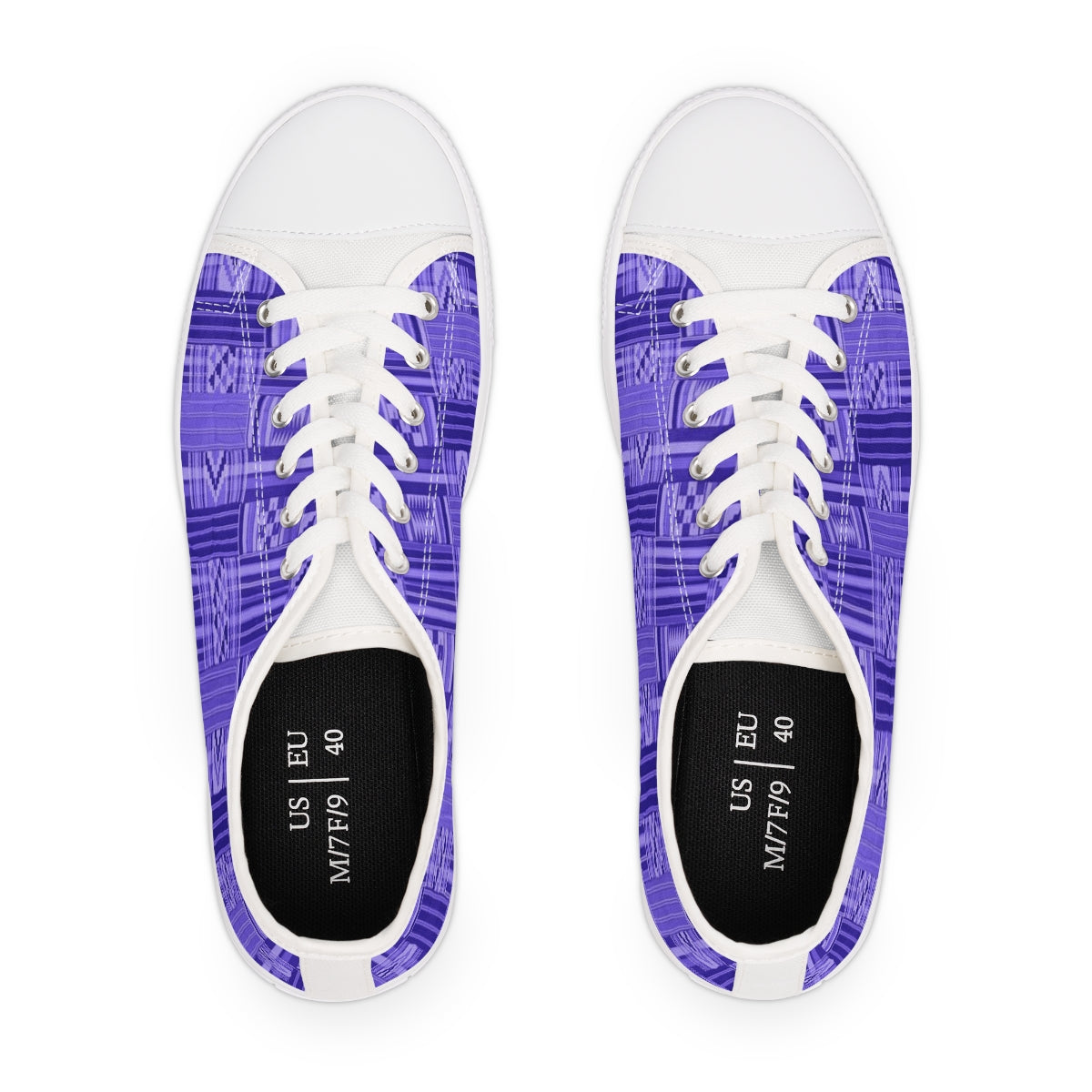 African Print Purple Kente Low Top Sneakers for Women