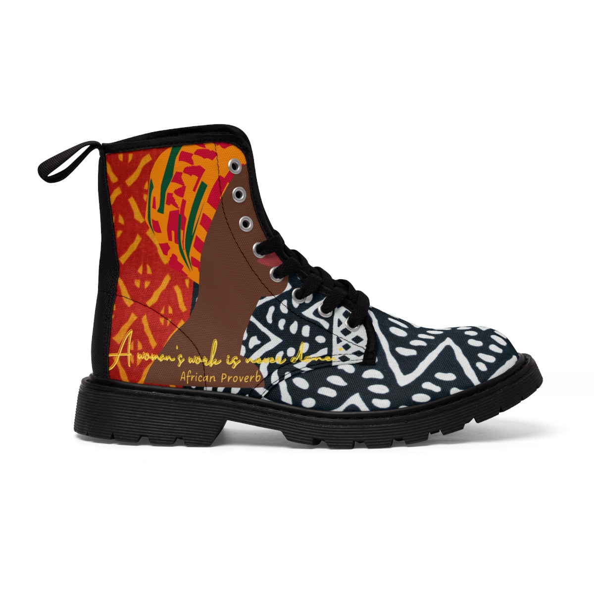 African Print Melanine Woman Women's Canvas Boots