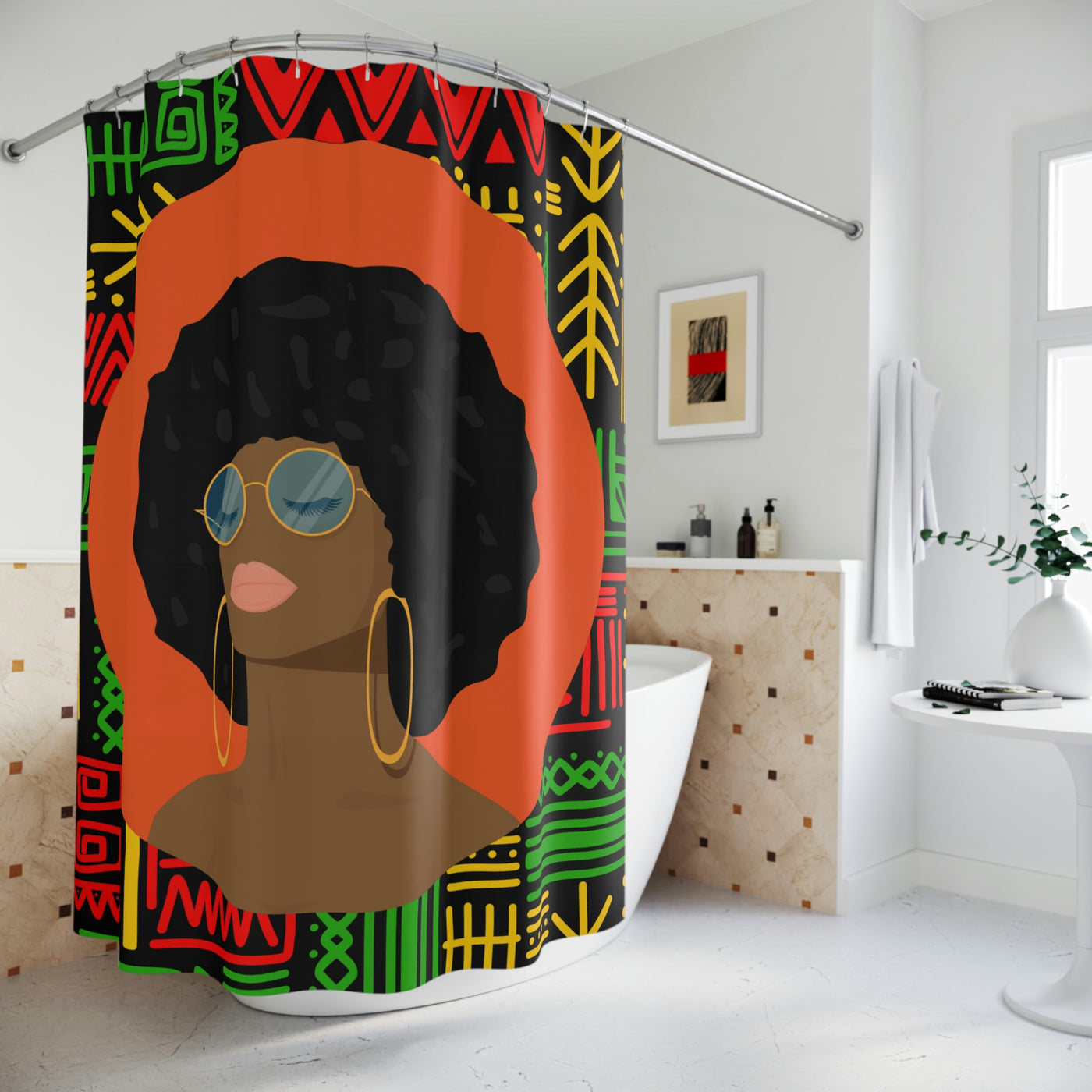 Afro Woman Ankara Shower Curtain