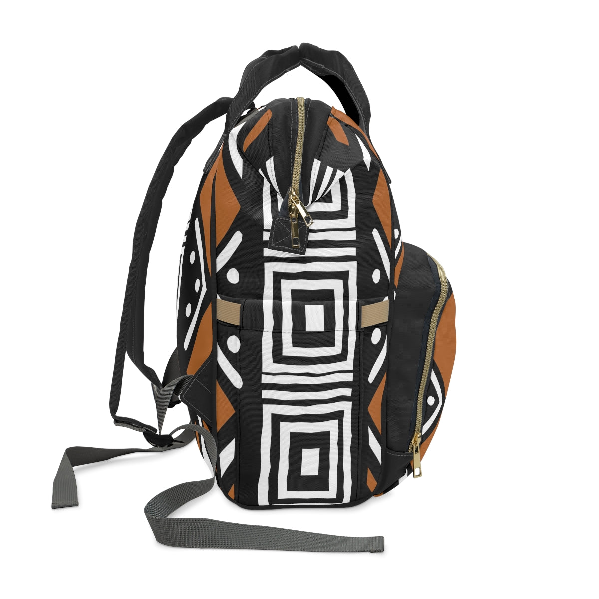Mudcloth Abstract Light and Mud Brown Diaper Backpack