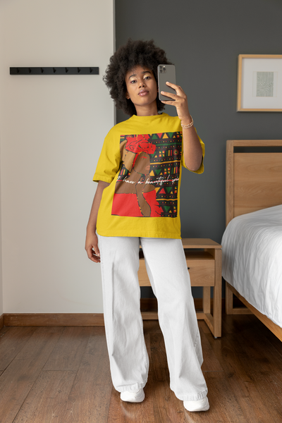 Black Woman African Print Cotton Unisex Tee