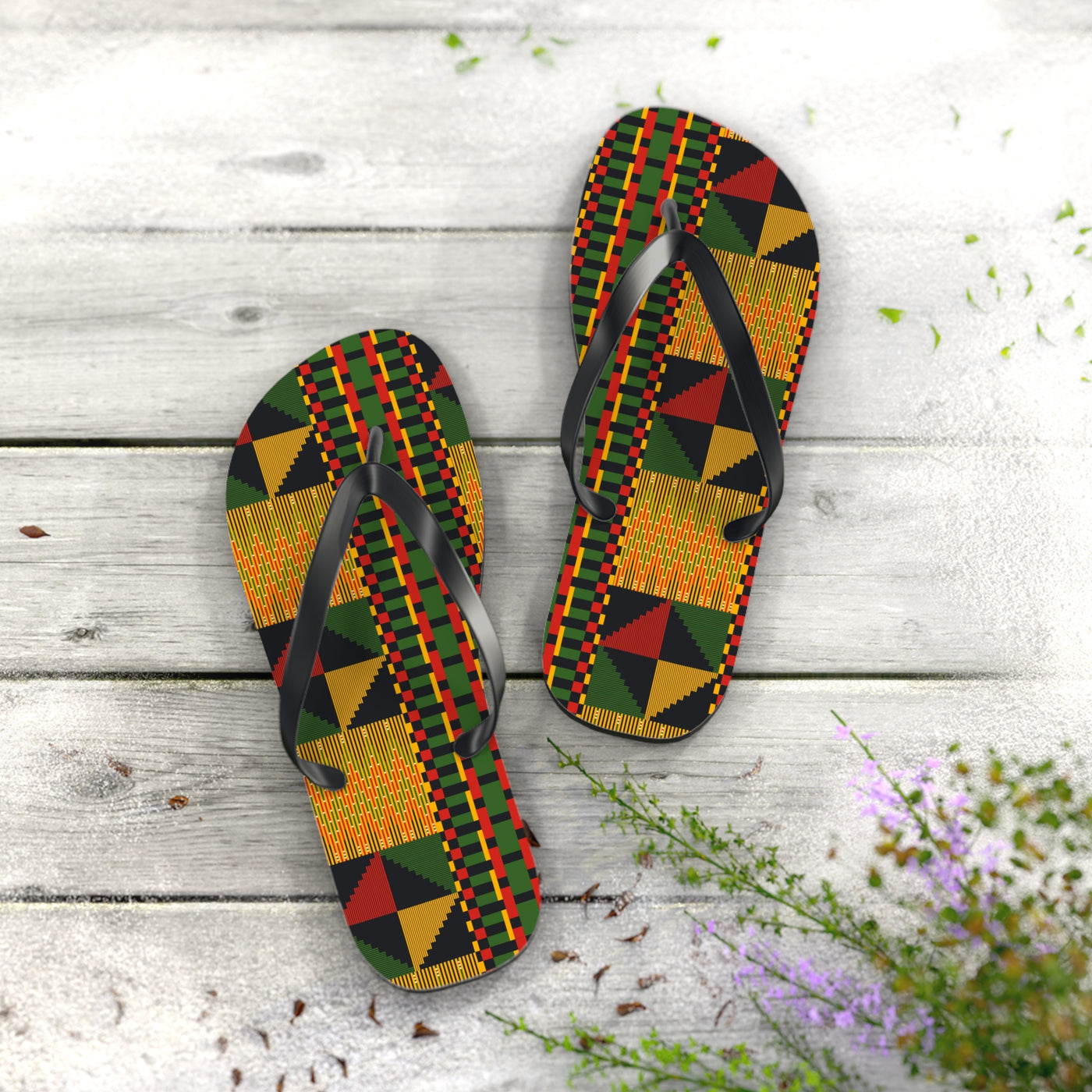 African Print Kente Flip Flops