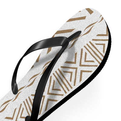 African Print White Bogolan Print  Flip Flops