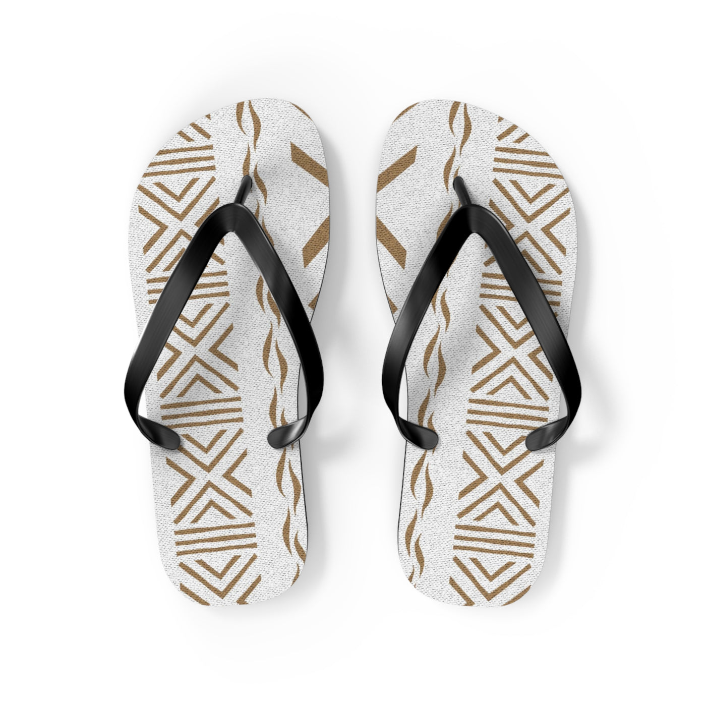 African Print White Bogolan Print  Flip Flops