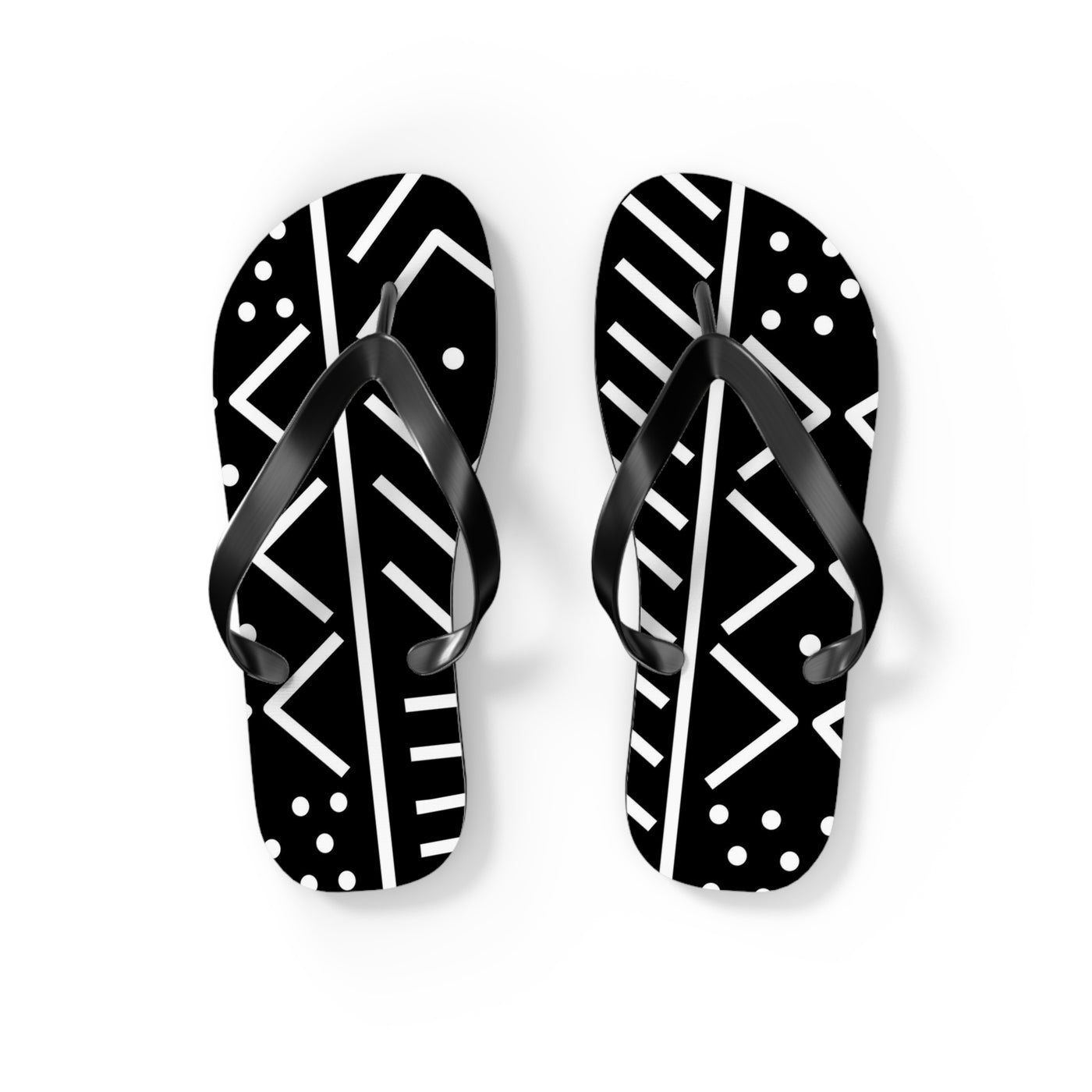 African Print Black Mudcloth Flip Flops