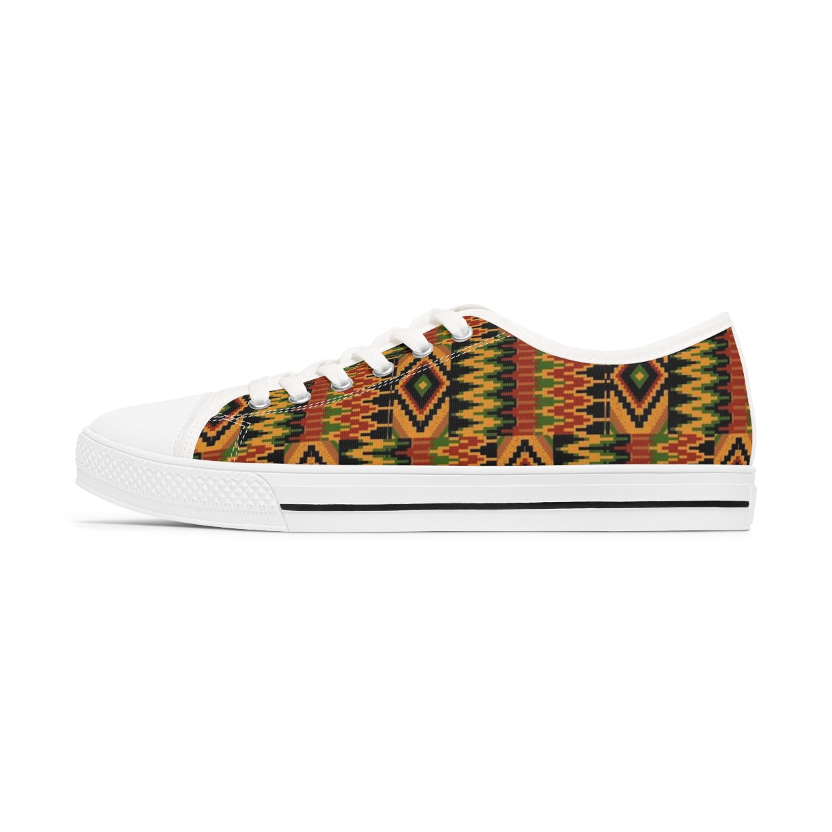 African Print Brown Kente Low Top Sneakers for Women