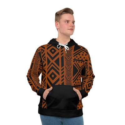 Mens Sweatshirt Hoodie Brown Mudcloth Print Design