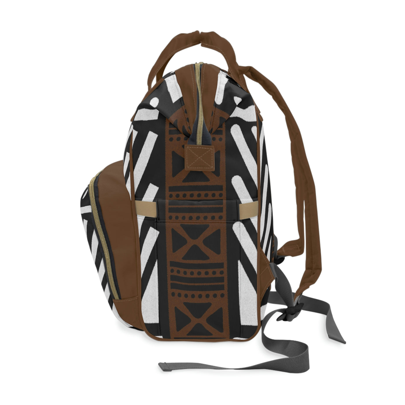 Ankara Mixed Brown and White Diaper Bag