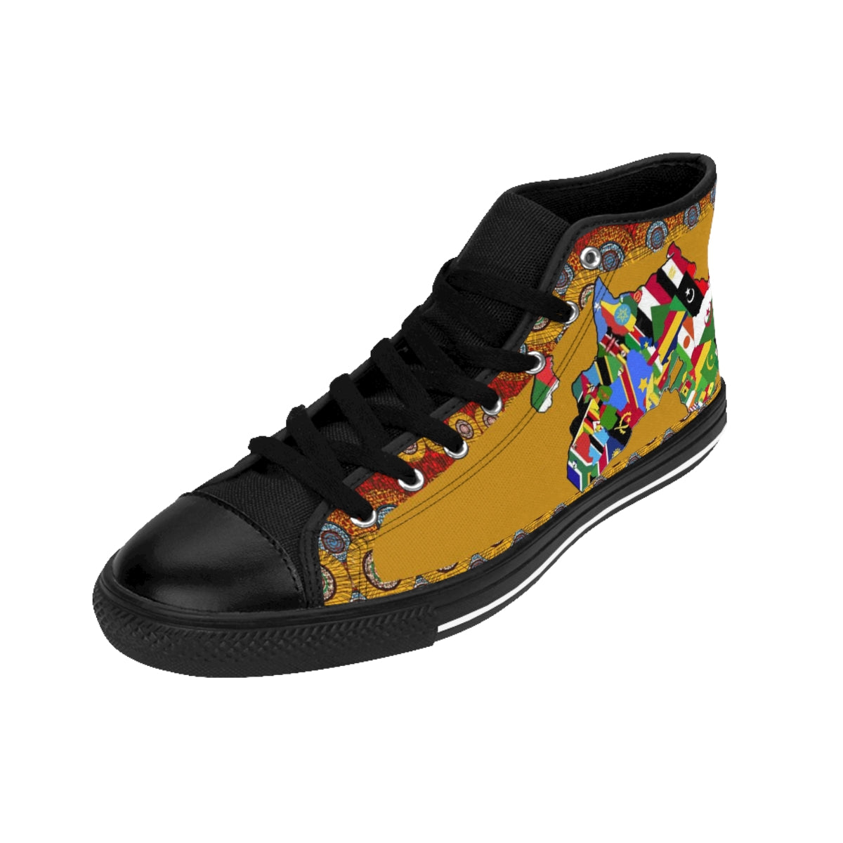 African Print Light Brown High Top Sneakers for Women