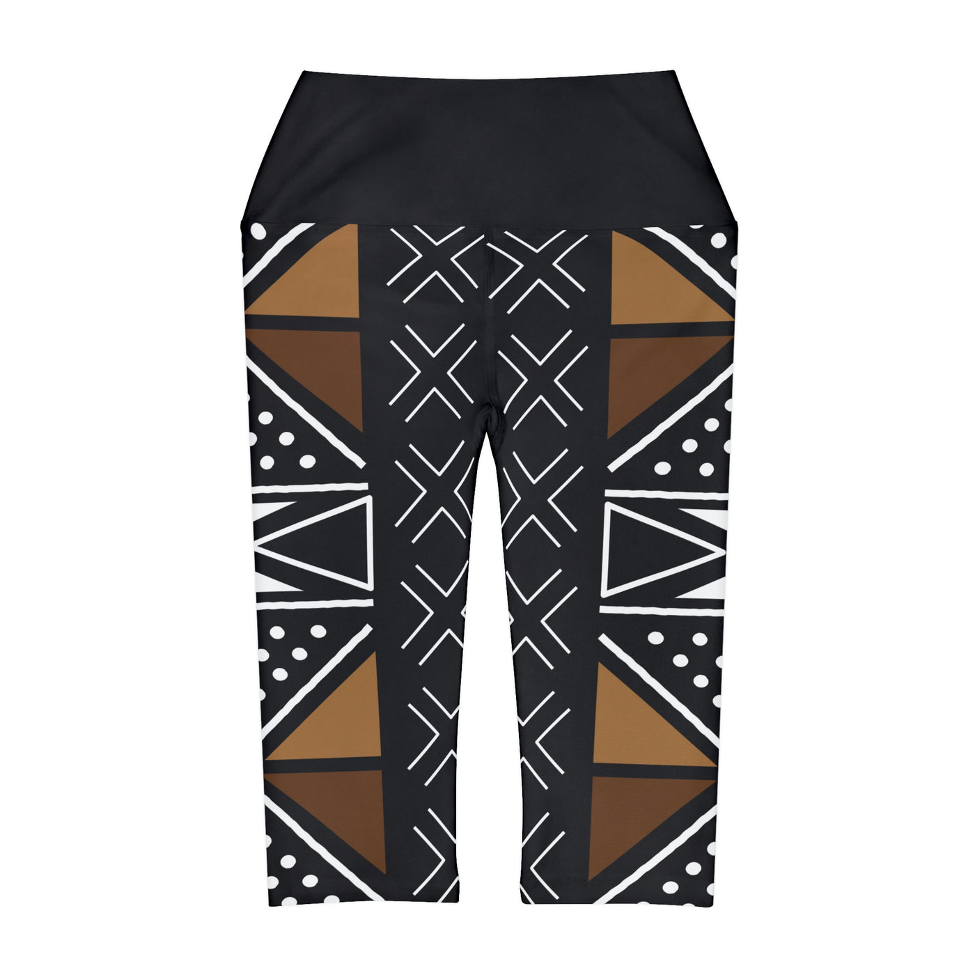 Brown Mudcloth Yoga Capri Pants for Women