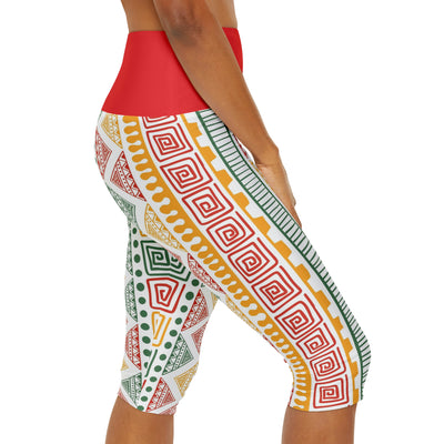 Red, Yellow, Green  Ankara Yoga Capri Pants for Women