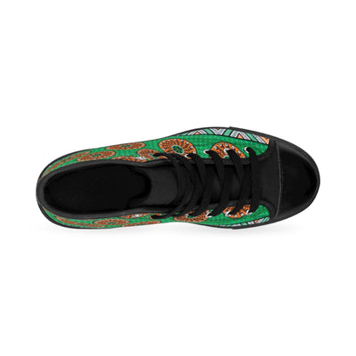 African Print Leso Green High Top Sneakers for Women