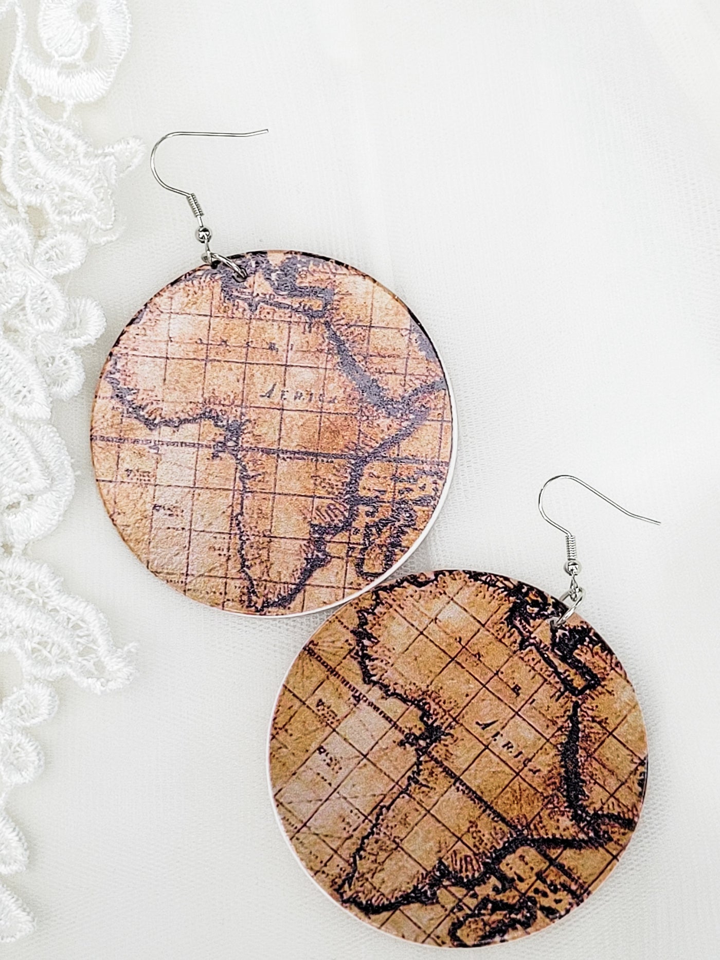 Vintage Map of Africa Double Sided Earrings