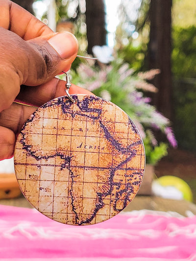 Vintage Map of Africa Double Sided Earrings