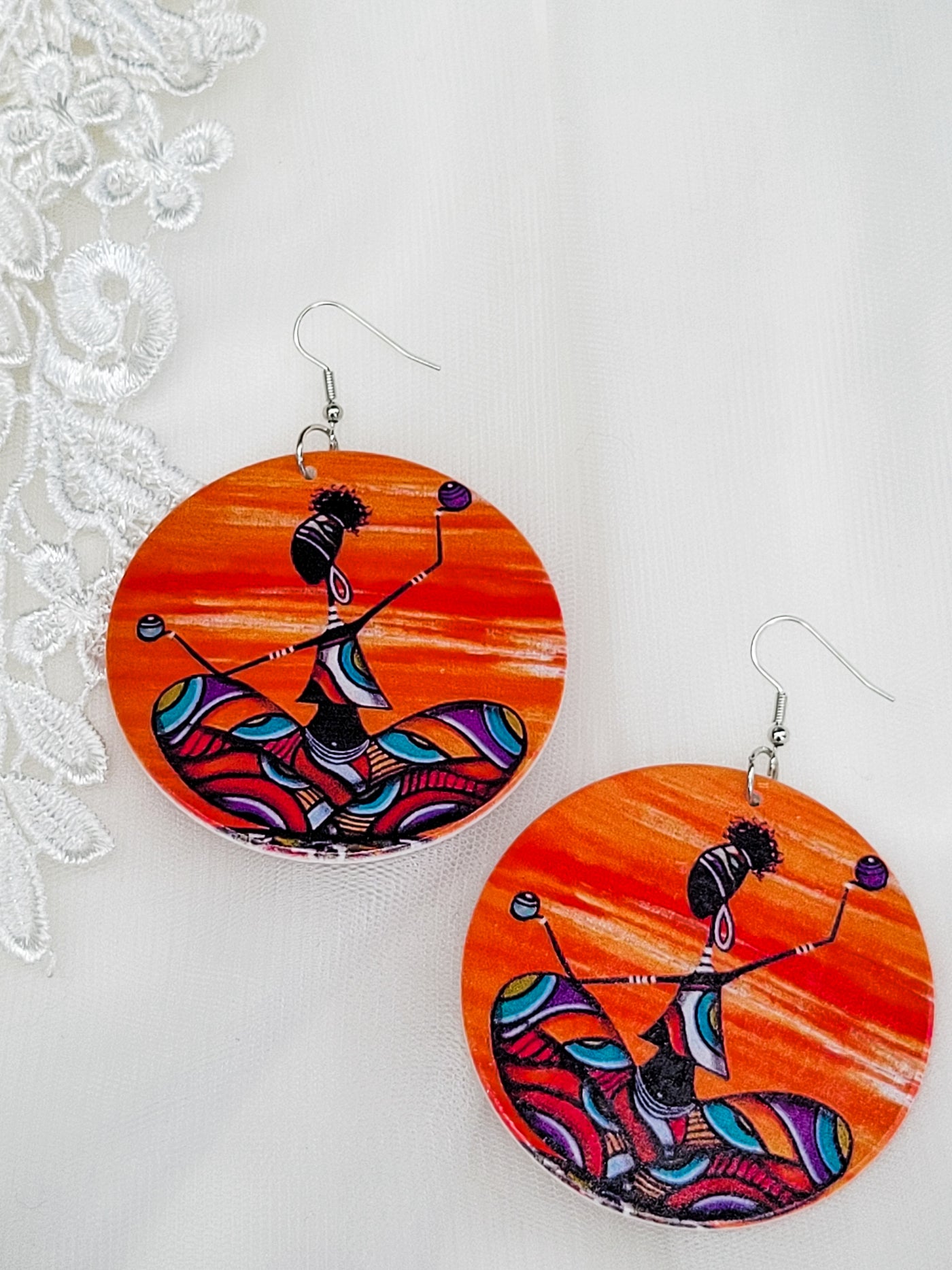 Colorful Black Girl Double Sided Earrings