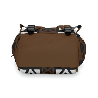 Mudcloth Pattern Mixed White and Brown Diaper Bag