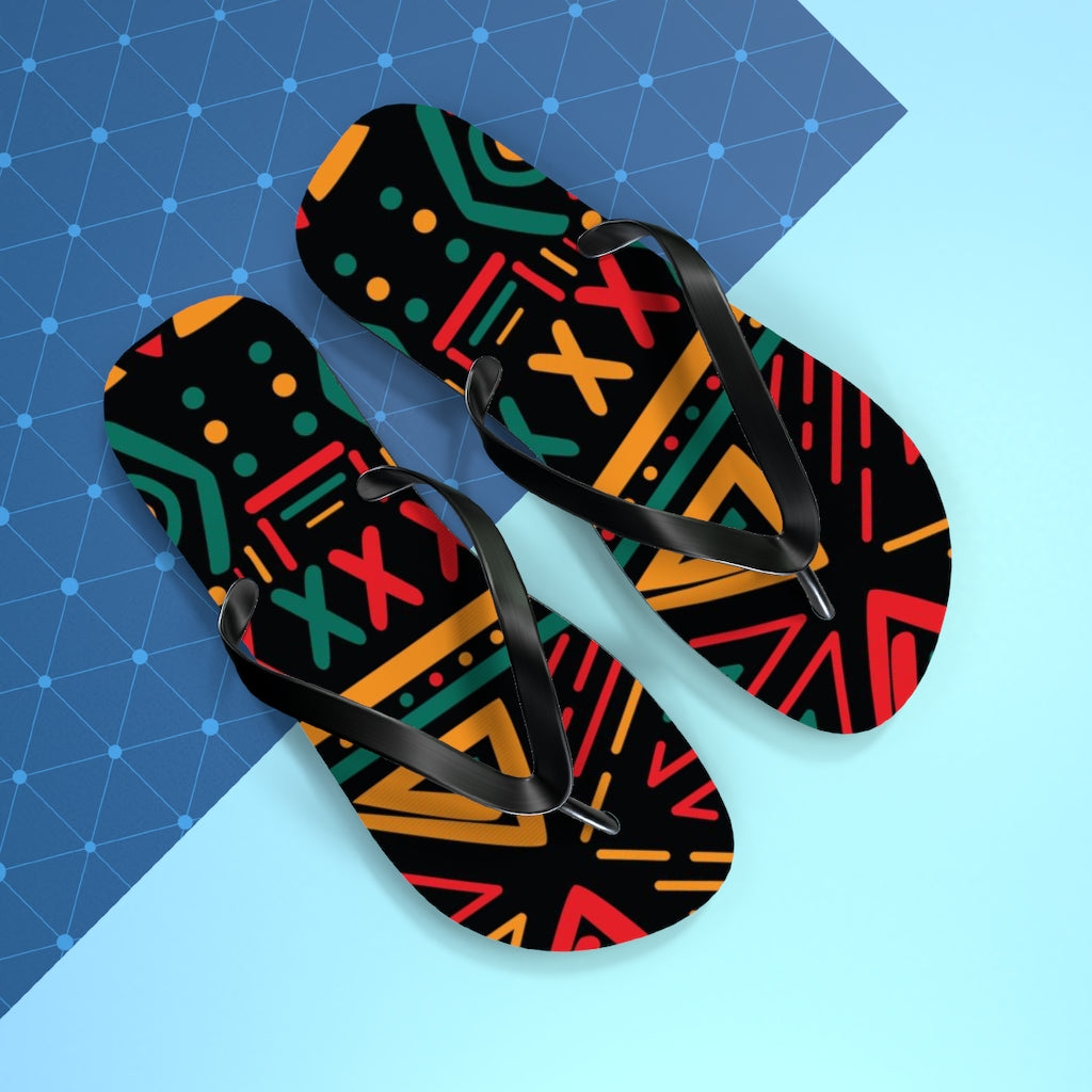 Rasta Colors African Print Flip Flops