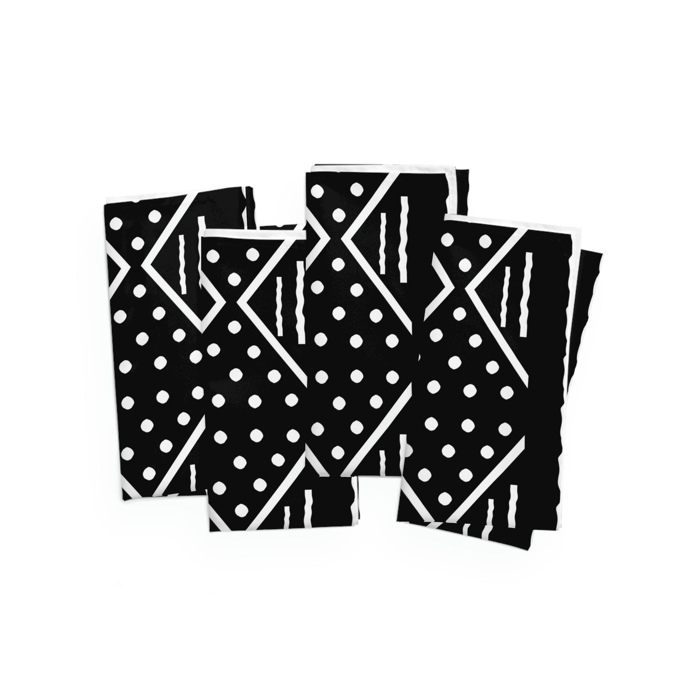 Set of 4 Black and White Mudcloth Table Napkin