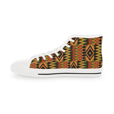 African Print Brown Kente High Top Sneakers for Men