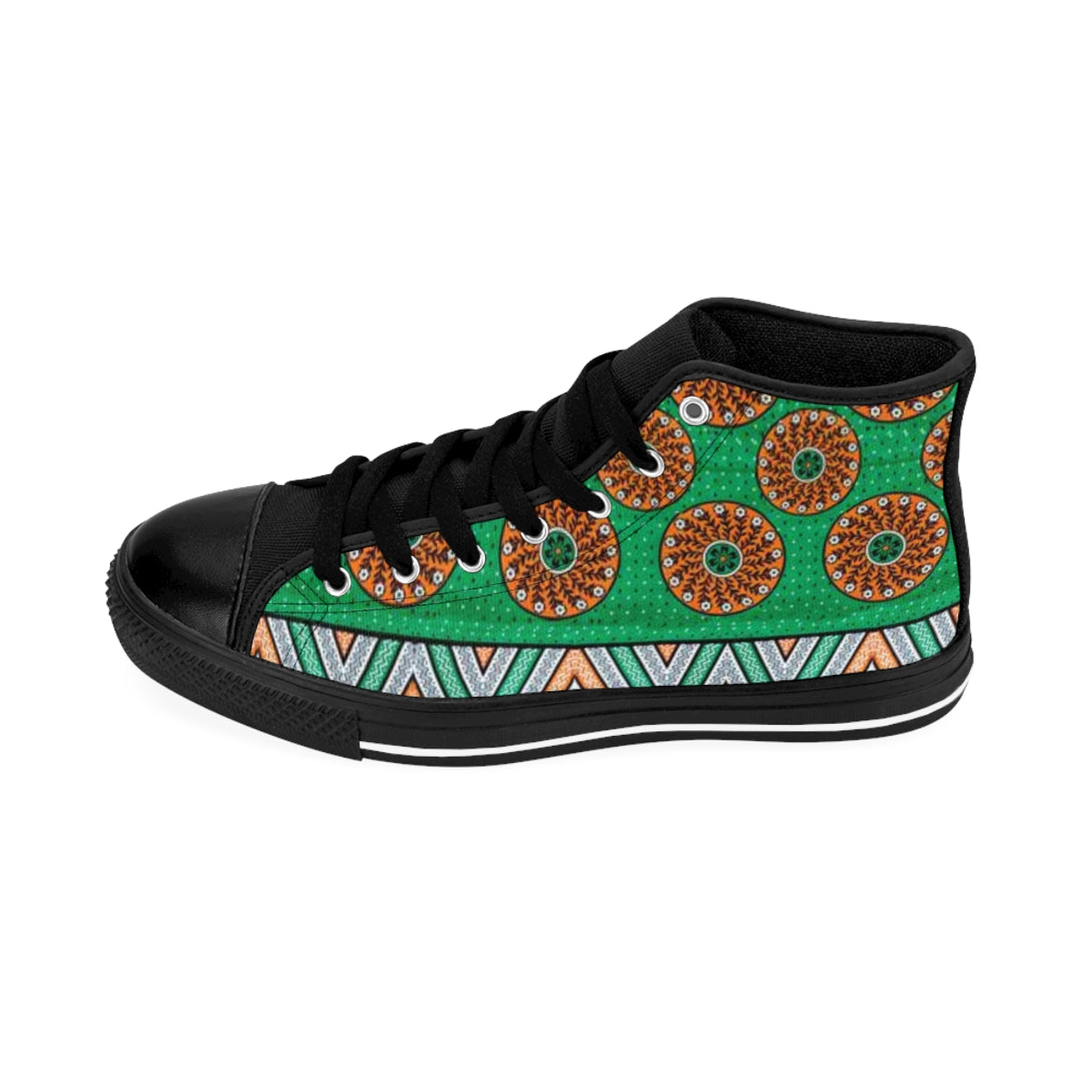 African Print Leso Green High Top Sneakers for Women