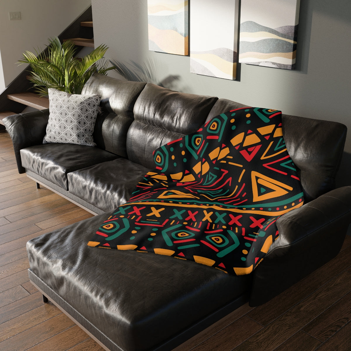 African Drummers Art Double sided Minky Blanket