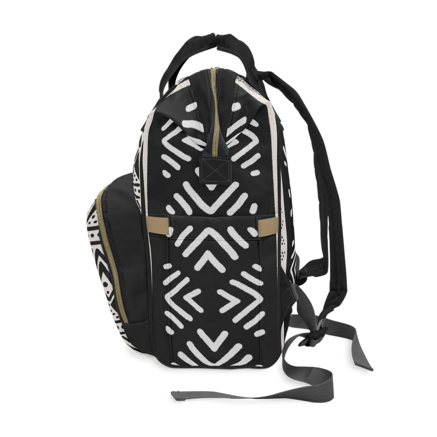 Mudcloth Pattern Mixed white Diaper Bag