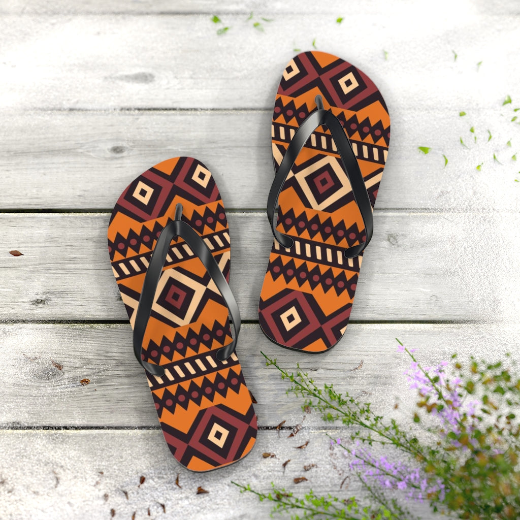 Mudcloth Brown Flip Flops