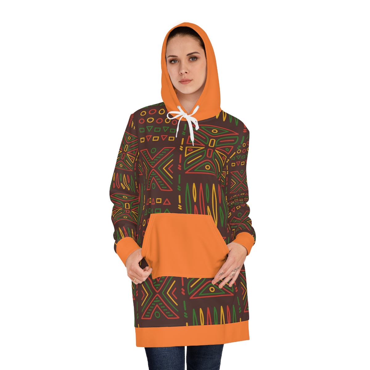 Women's Sweat Shirt Hoodie Dress Rasta Pattern African Wear