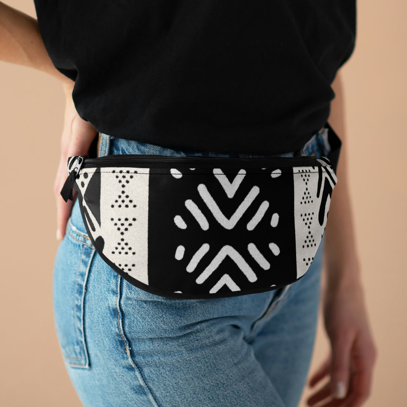 Mudcloth Black and White and Black Fanny Pack