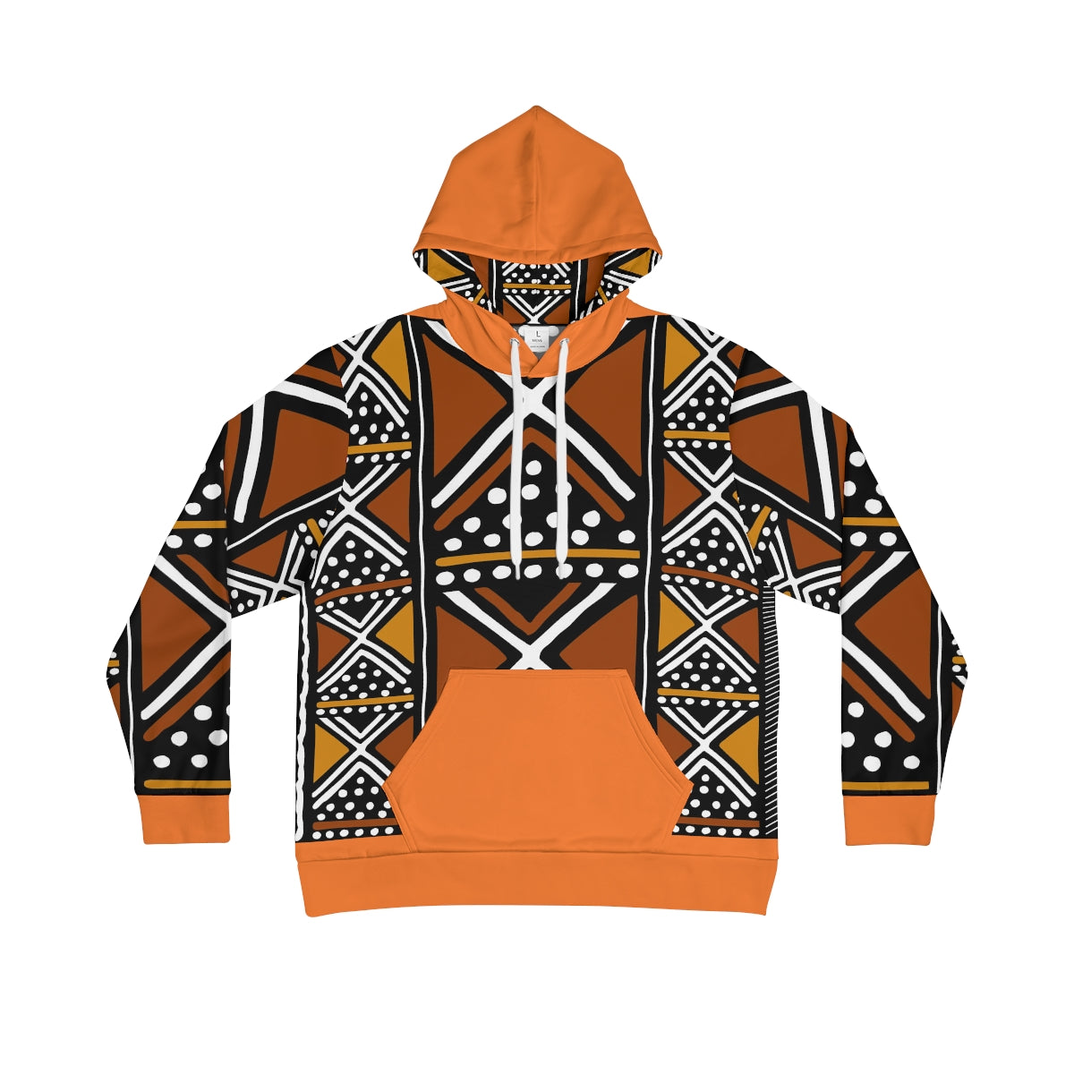 Mens Sweatshirt Hoodie Orange Mudcloth Print Design