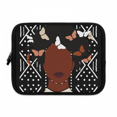 African Woman Fro Mudcloth Print Laptop Sleeve