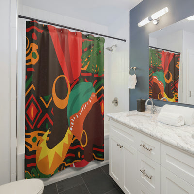 African Print Pattern Shower Curtain/ Black women art decor/ Afrocentric bathroom/Ankara Inspired/Melanin Art/ Unique House warming gift