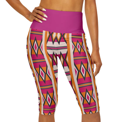 Pink Kente Yoga Capri Pants for Women