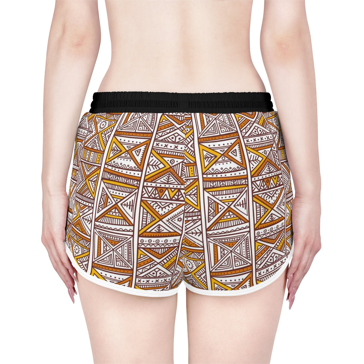 African Print Maroon White Shorts for Women