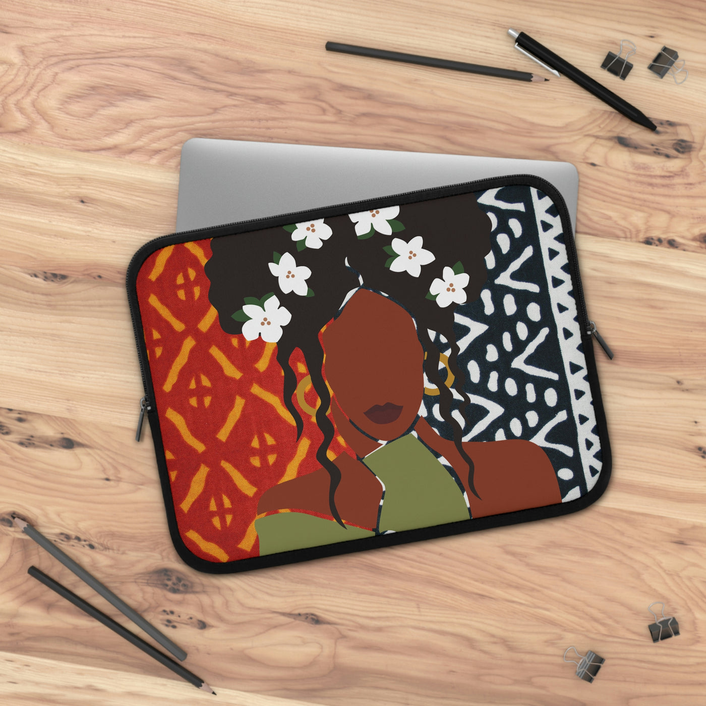 Afro Ponytail Queen Ankara Laptop Sleeve