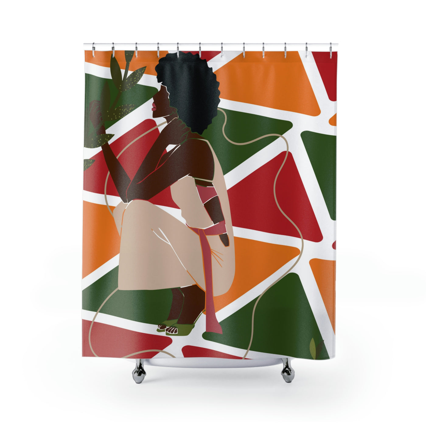 African Print Pattern Shower Curtain/ Black woman decor/ Afrocentric bathroom/Ankara Inspired/Melanin Art/ Unique House warming gift