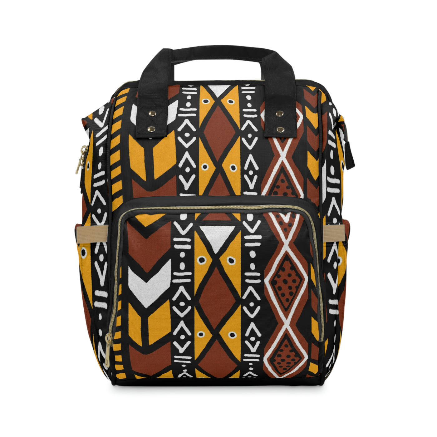 Mudcloth Pattern Mixed Yellow and Brown Diaper Bag