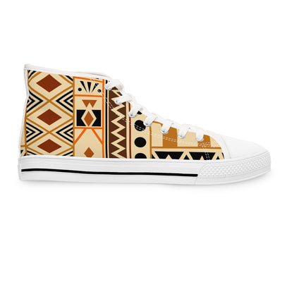 African Print Brown Black Maroon High Top Sneakers for Women