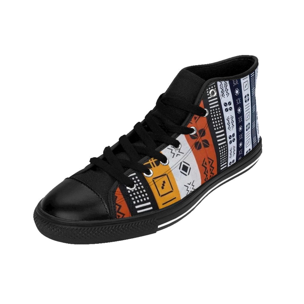 African Print Yellow and Red  High Top Sneakers for Men
