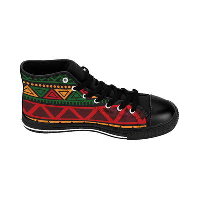 African Print Rasta Colors High Top Sneakers for Men