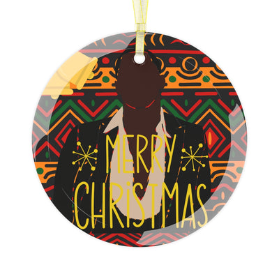 Black Man Art KenteGlass Ornament