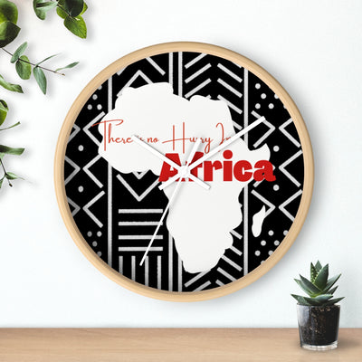 African Map White and Black Mudcloth Print Wall Clock