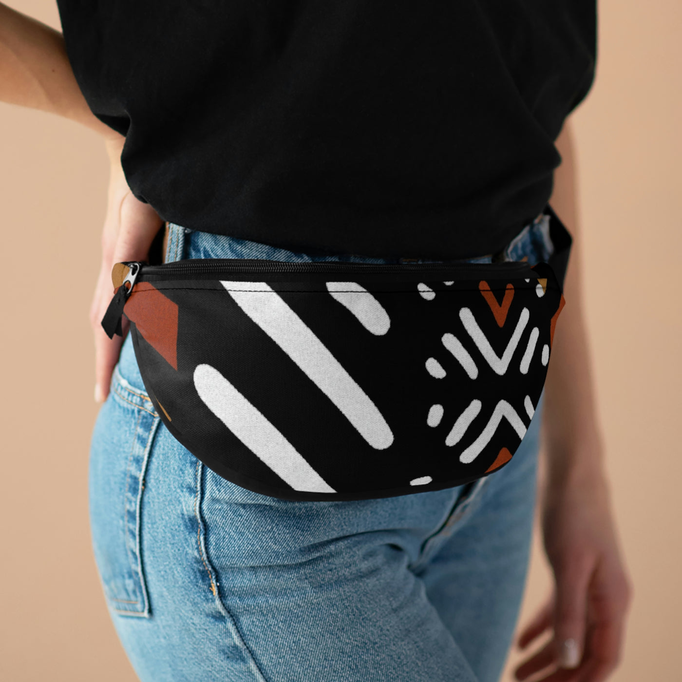 Mudcloth Brown with White and Black Fanny Pack