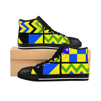 African Print Blue and Green  Kente High Top Sneakers for Women