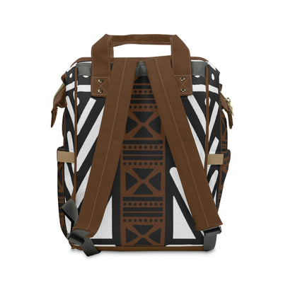 Mudcloth Pattern Mixed White and Brown Diaper Bag