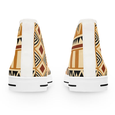 African Print Brown Black Maroon High Top Sneakers for Women