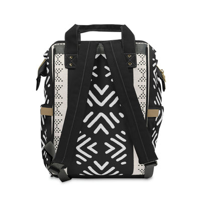 Mudcloth Pattern Mixed white Diaper Bag