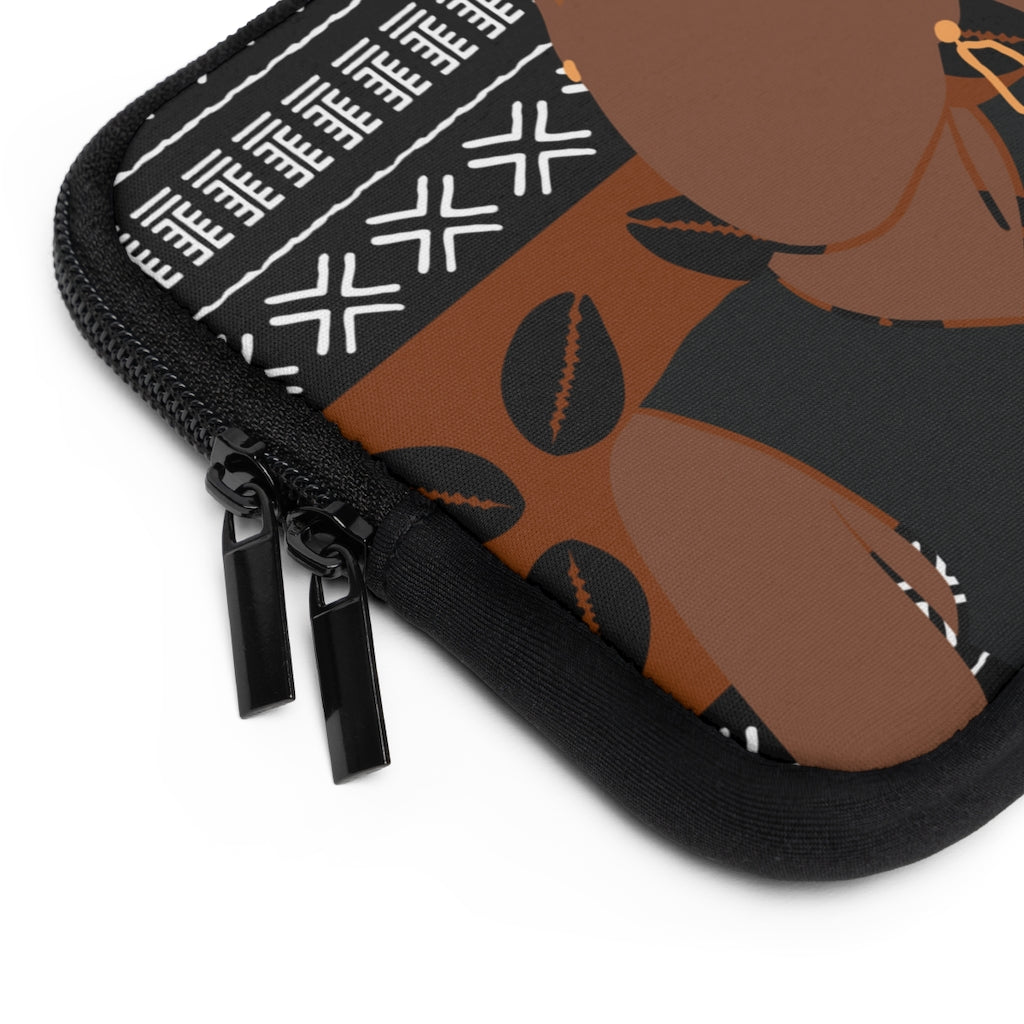 Afro Updo Mudcloth Print Laptop Bag