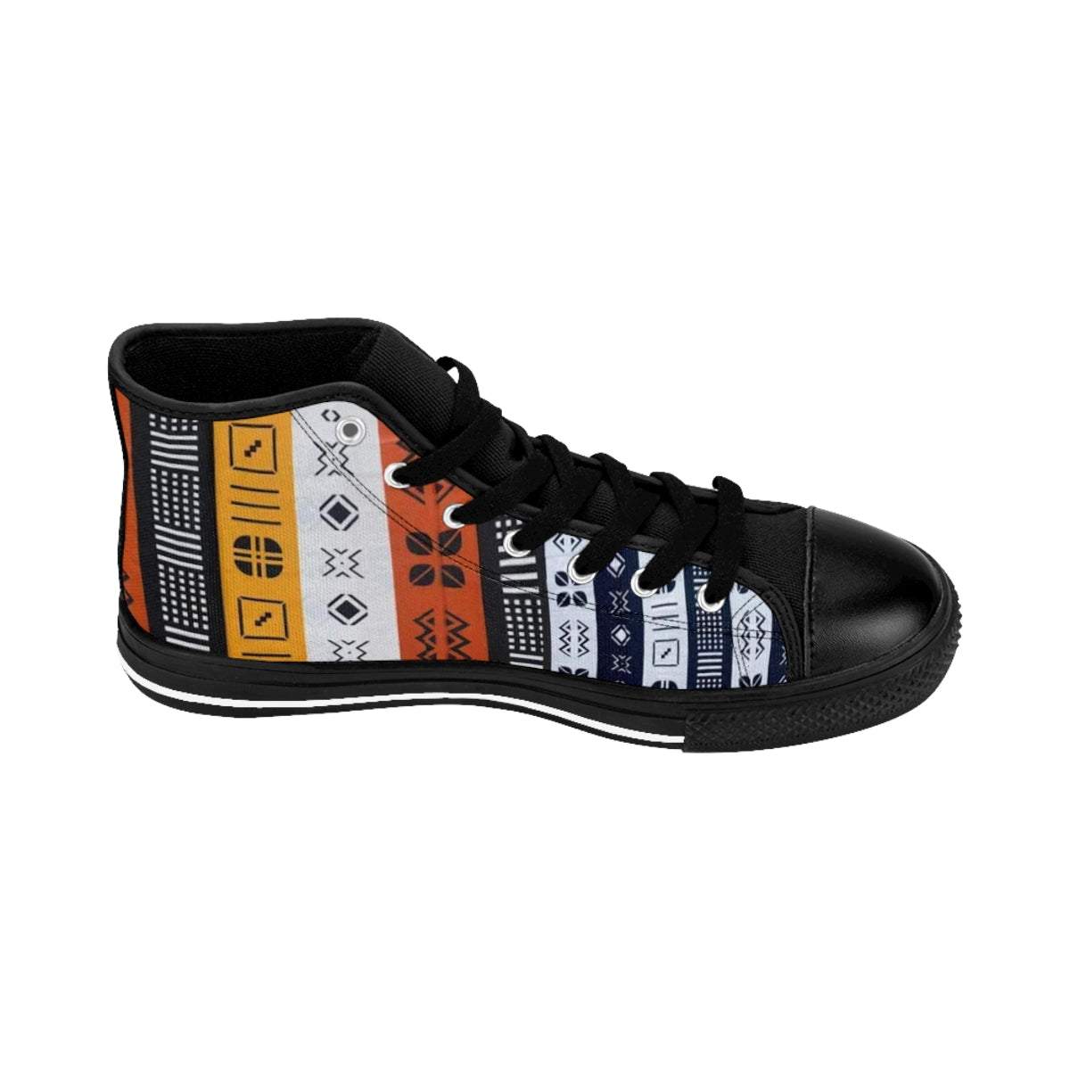 African Print Yellow and Orange High Top Sneakers for Women